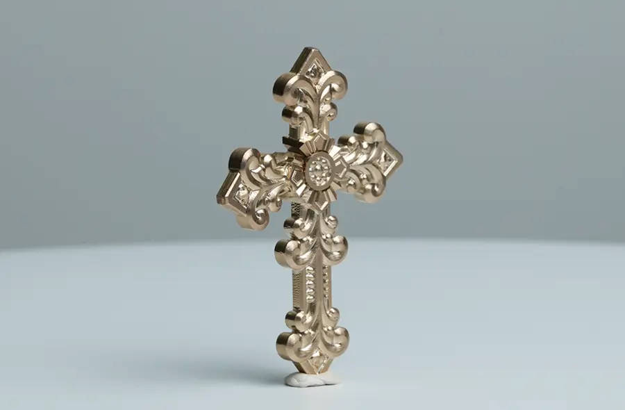 Machined brass ornament
